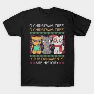 Vintage Cats Christmas Shirt Funny Ornaments Pajama Family T-Shirt